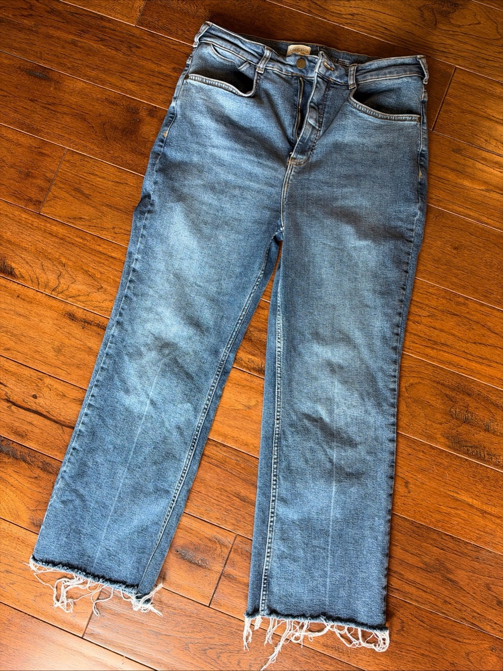 pilcro jeans 31 Raw Ankle Hem Stretch Straight Wide Anthropologie